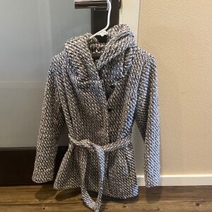 Vintage Chic Black and White Textured Coat